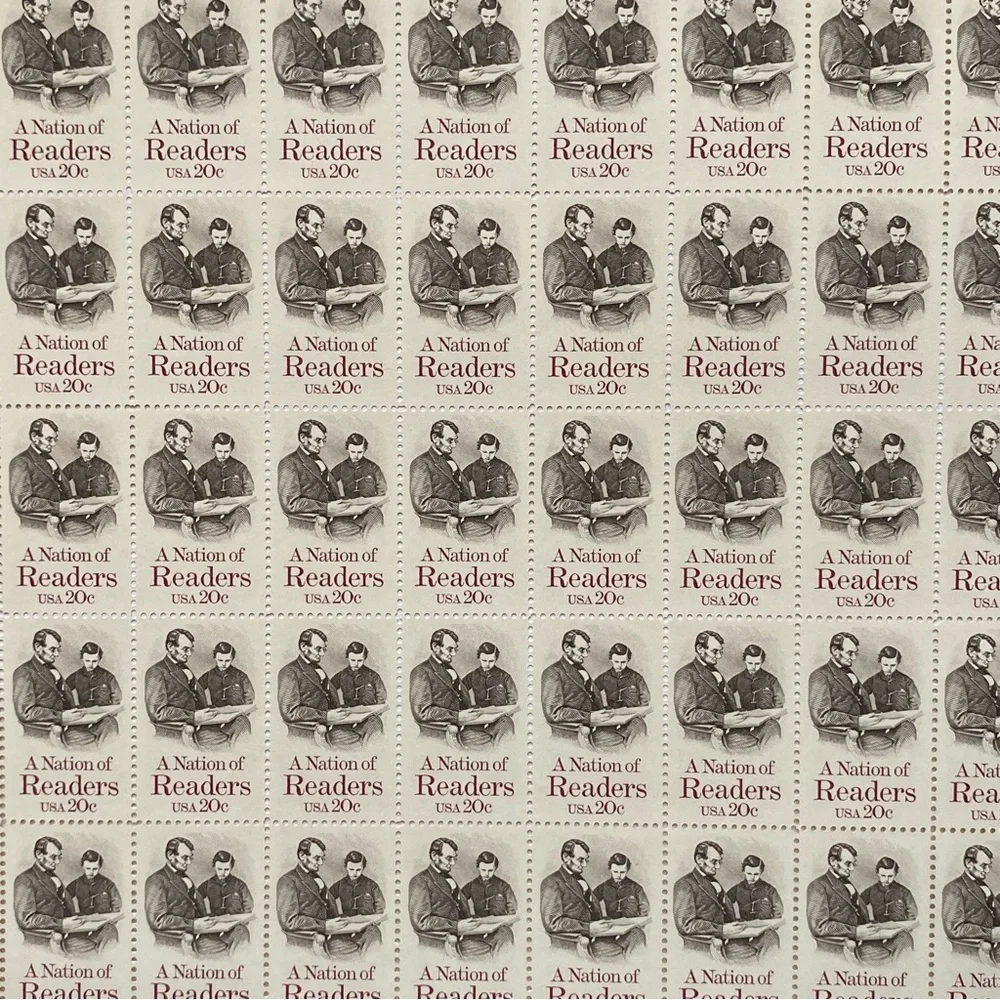 A Nation of Readers Stamp Full Sheet 20 Cent Scott #2016 Unhinged Abe Lincoln 84